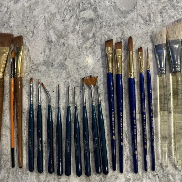 Lot Of Vintage Oil Paint Brushes 40 Winsor & Newton Robert Simmons Master Touch - Picture 3 of 16